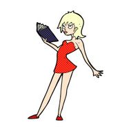 comic cartoon woman reading book