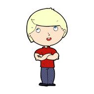 comic cartoon happy man with folded arm