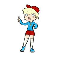 comic cartoon skater girl giving thumbs up symbol