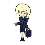 comic cartoon businesswoman pointing