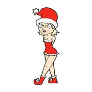 comic cartoon woman in christmas elf costume