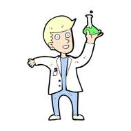 comic cartoon happy scientist