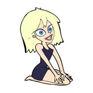 comic cartoon happy woman in dress