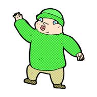 comic cartoon man in hat waving