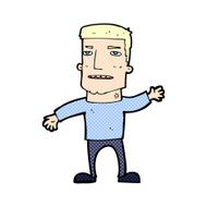 comic cartoon waving stressed man