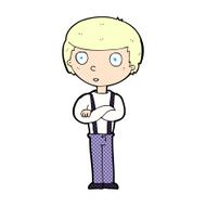 comic cartoon staring boy with folded arms