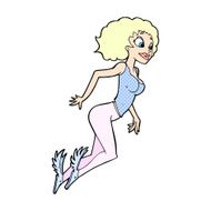 comic cartoon flying woman