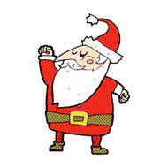 comic cartoon santa claus punching air