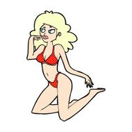 comic cartoon woman in underwear looking thoughtful