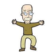 comic cartoon old man waving arms