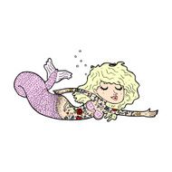 comic cartoon mermaid covered in tattoos