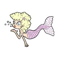 comic cartoon mermaid blowing kiss