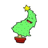 comic cartoon dancing christmas tree