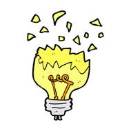 comic cartoon light bulb exploding
