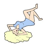 comic cartoon woman lying on floor N2