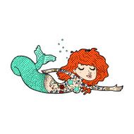 comic cartoon mermaid with tattoos