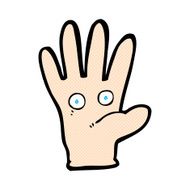 comic cartoon hand with eyes