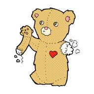 comic cartoon teddy bear with torn arm