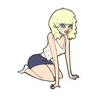 comic cartoon woman pulling sexy pose