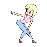 comic cartoon pretty woman pointing N2