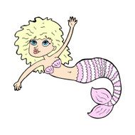 comic cartoon pretty mermaid waving