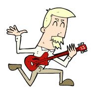 comic cartoon man playing electric guitar N2
