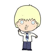 comic cartoon school boy answering question N2
