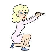 comic cartoon woman presentation gesture