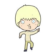 comic cartoon impressed boy pointing