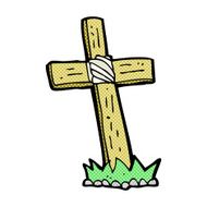 comic cartoon wooden cross grave N3