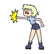 comic cartoon woman punching
