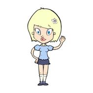comic cartoon pretty girl waving