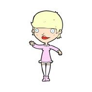 comic cartoon waving woman N8