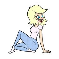 comic cartoon pretty woman looking happy