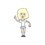 comic cartoon tough woman with idea