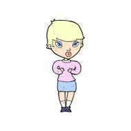 comic cartoon woman gesturing at self N2
