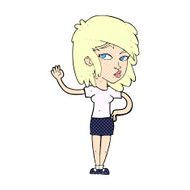 comic cartoon pretty woman waving N5