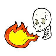 comic cartoon fire breathing skull
