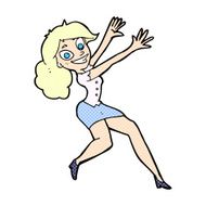 comic cartoon happy woman jumping