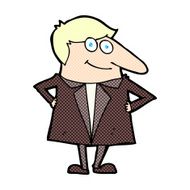 comic cartoon happy man in suit