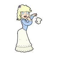 comic cartoon victorian woman dropping handkerchief