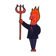 comic cartoon devil with pitchfork N3