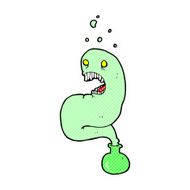 comic cartoon halloween ghost in bottle