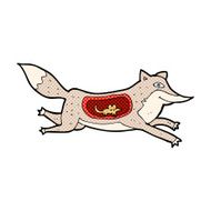 comic cartoon wolf with mouse in belly