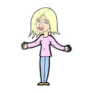 comic cartoon woman shrugging shoulders N15