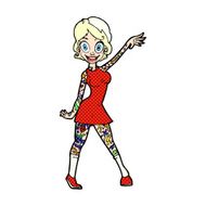 comic cartoon woman with tattoos
