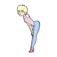 comic cartoon woman looking at something