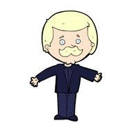 comic cartoon mustache man with open arms