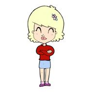 comic cartoon happy woman with folded arms N2