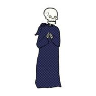 comic cartoon skeleton in black robe